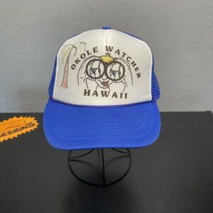 Vintage Okole Watcher Hawaii Trucker Hat Blue Mesh Snapback Nissun Cap